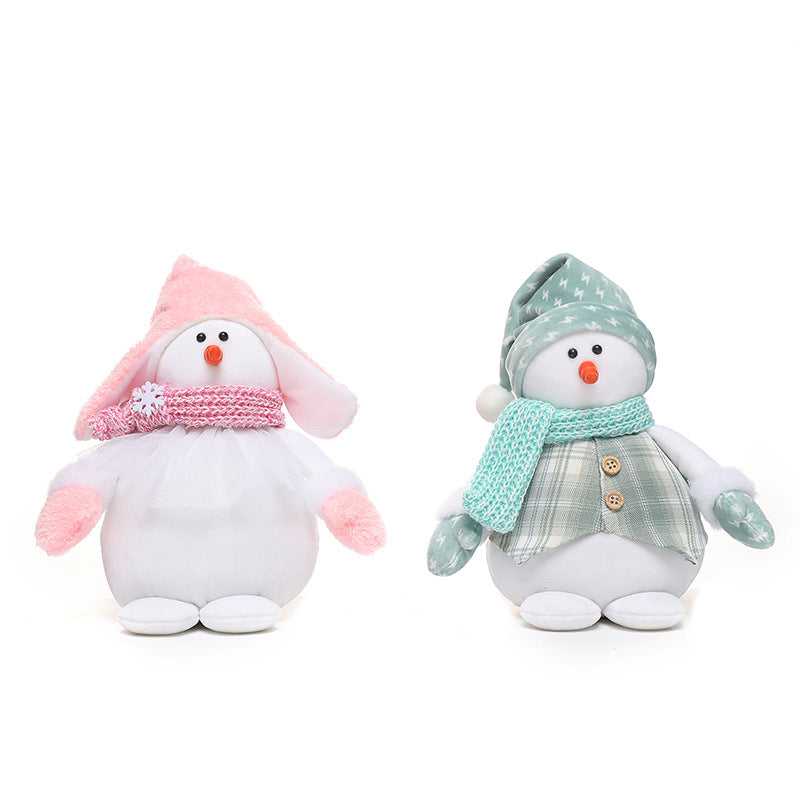 Plush Snowman Doll Pair for Cozy Christmas Holiday Decor