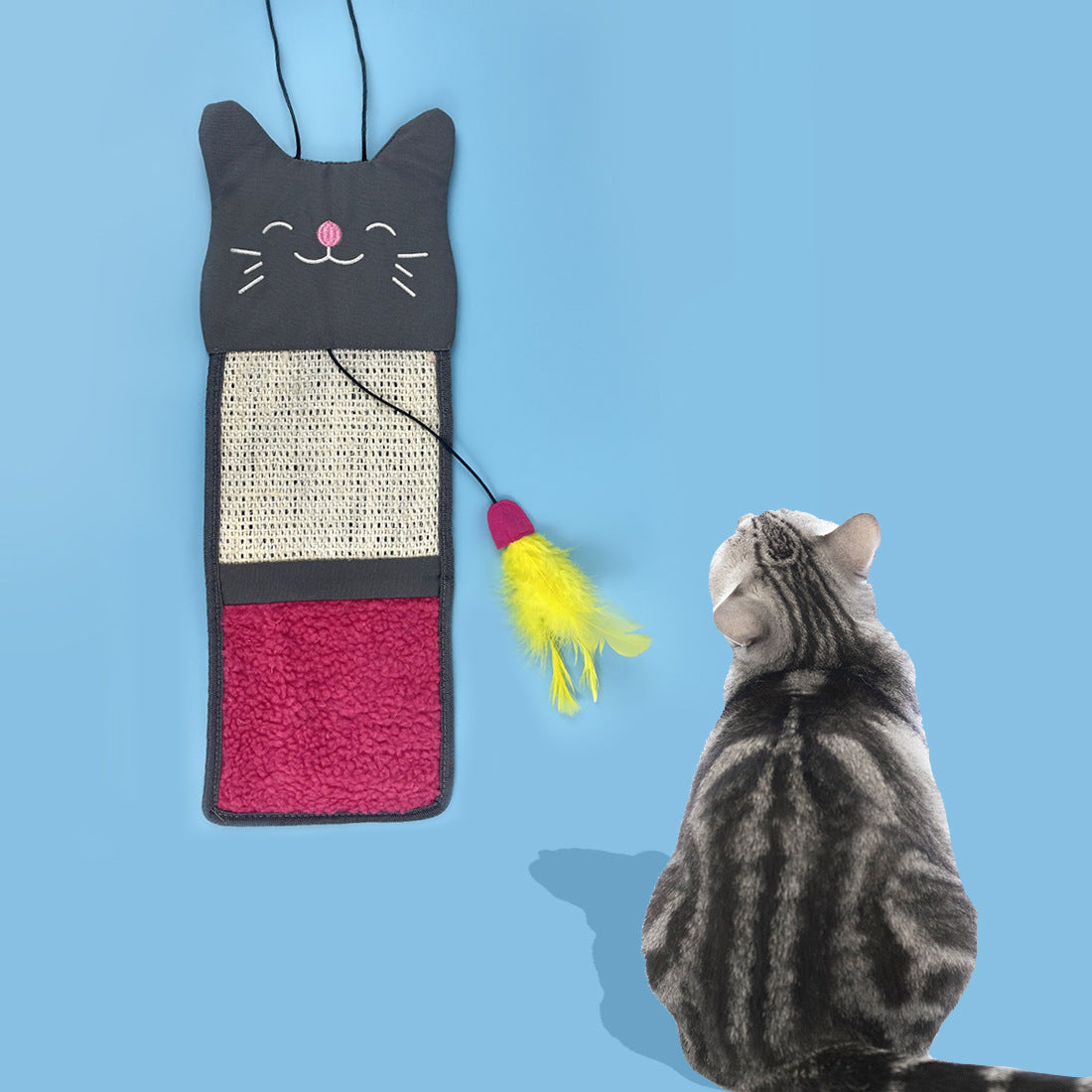 Cat Scratching Pad & Feather Toy for Sofa Protection