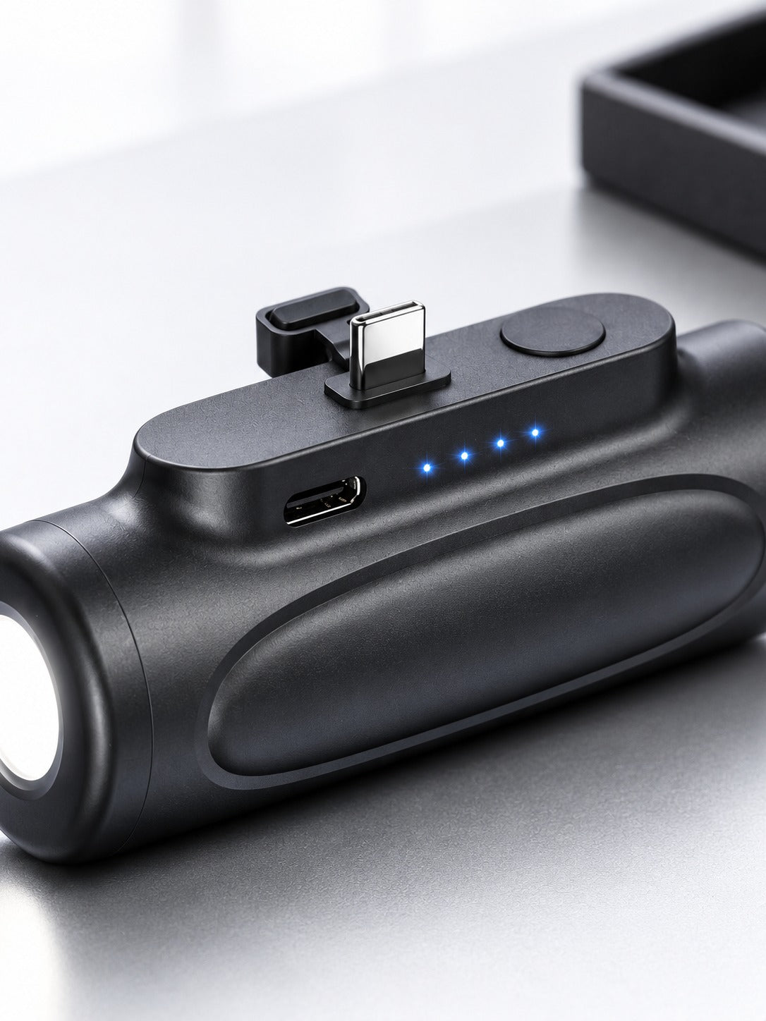 Pocket Power Bank 5000mAh with Built-In Connector & LED Light