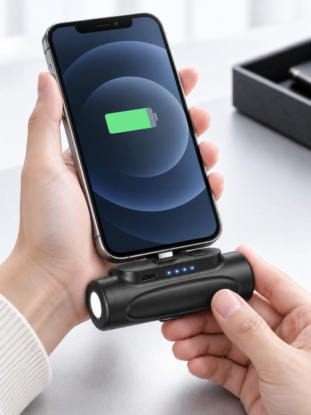 Pocket Power Bank 5000mAh with Built-In Connector & LED Light