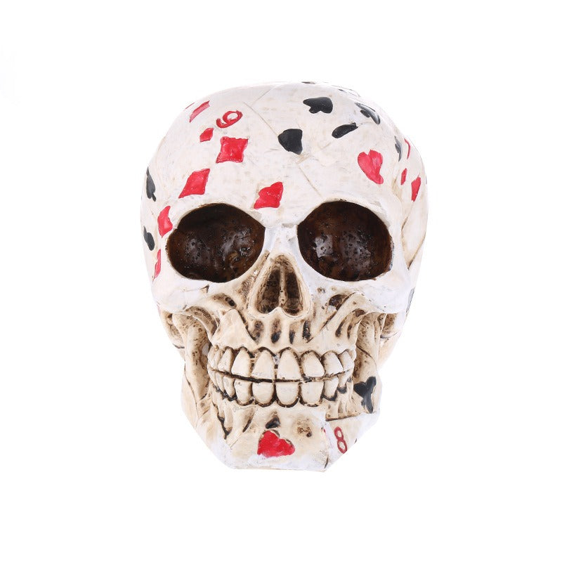 Poker Skull Resin Decor – Gothic Game Room Centerpiece
