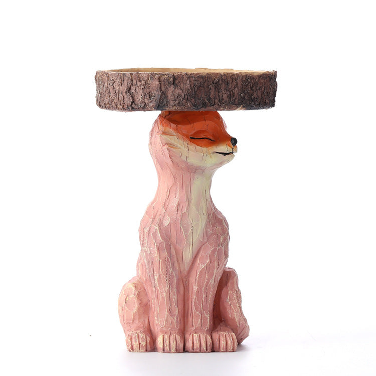 Fox Bird Bath Feeder Garden Ornament Outdoor Decor