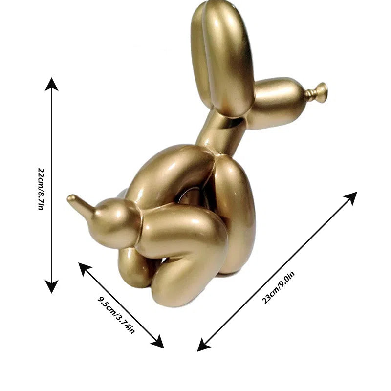 Poop Balloon Dog Sculpture – Playful Gold Home Decor