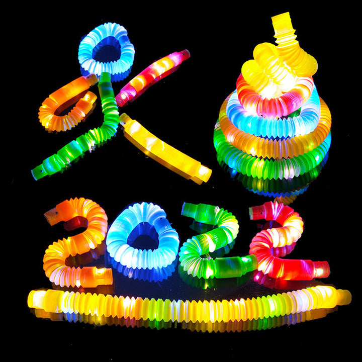 Pop Tube Sensory Fidget Toys With Colorful LED Lights