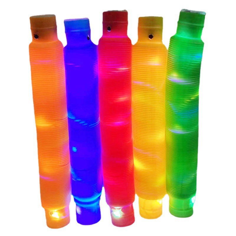 Pop Tube Sensory Fidget Toys With Colorful LED Lights
