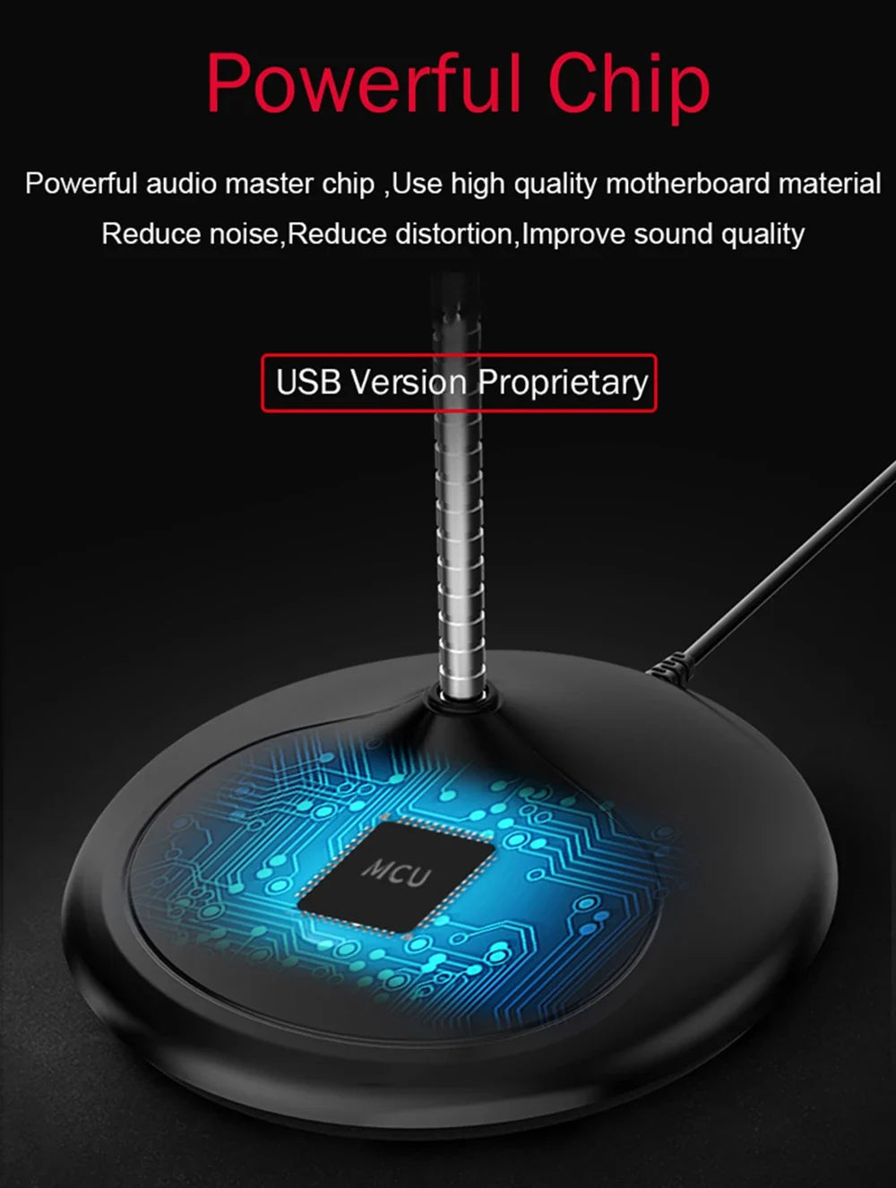 USB Desktop Microphone with 360° Adjustable Gooseneck