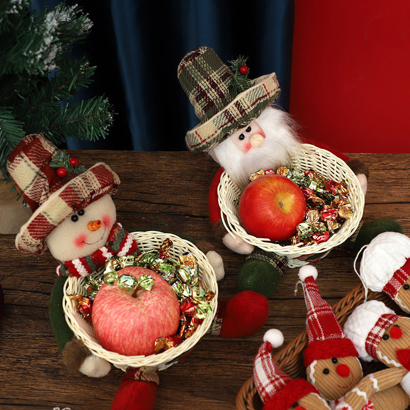 Christmas Candy Basket Decor With Plush Character Gift