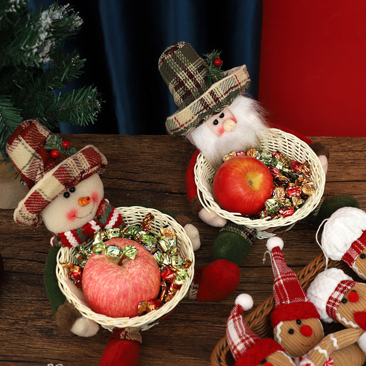 Christmas Candy Basket Decor With Plush Character Gift
