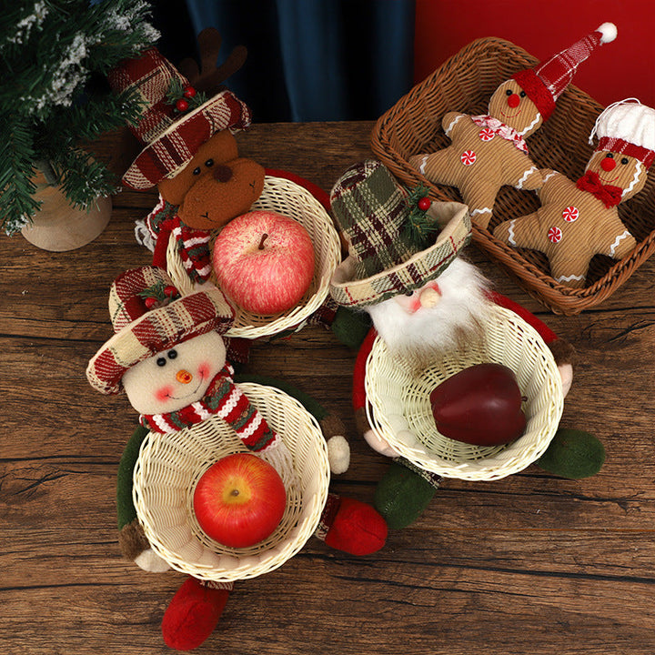 Christmas Candy Basket Decor With Plush Character Gift