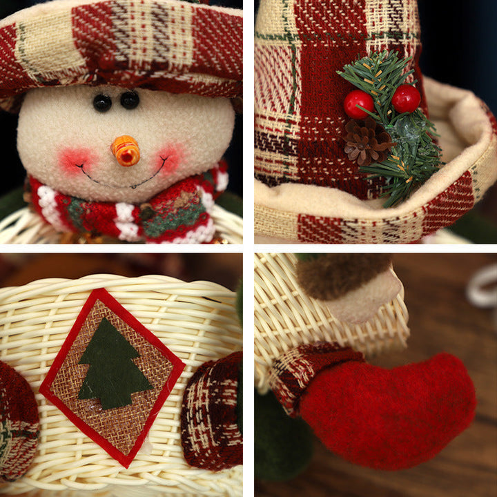 Christmas Candy Basket Decor With Plush Character Gift