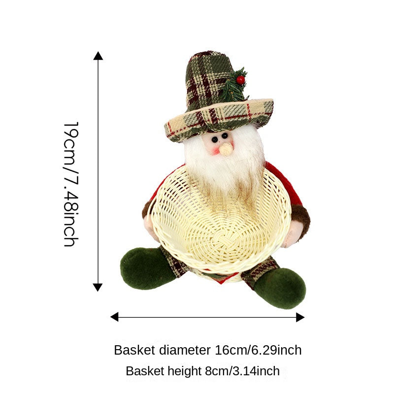 Christmas Candy Basket Decor With Plush Character Gift
