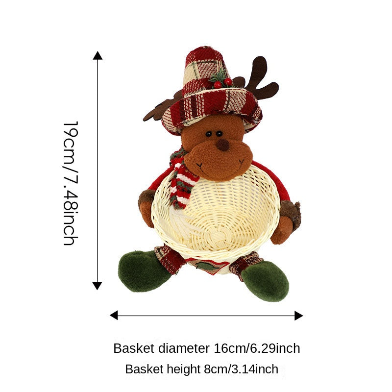 Christmas Candy Basket Decor With Plush Character Gift