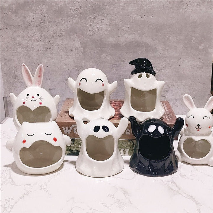 Ceramic Ghost Candle Holder for Halloween Ambiance