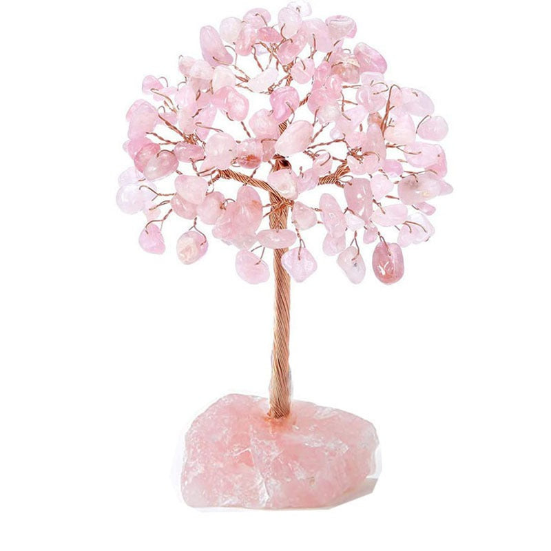 Crystal Tree Ornament with Natural Fluorite Stone Base
