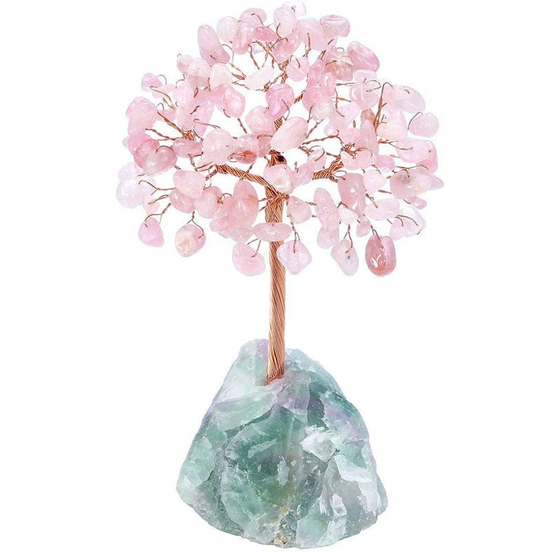Crystal Tree Ornament with Natural Fluorite Stone Base