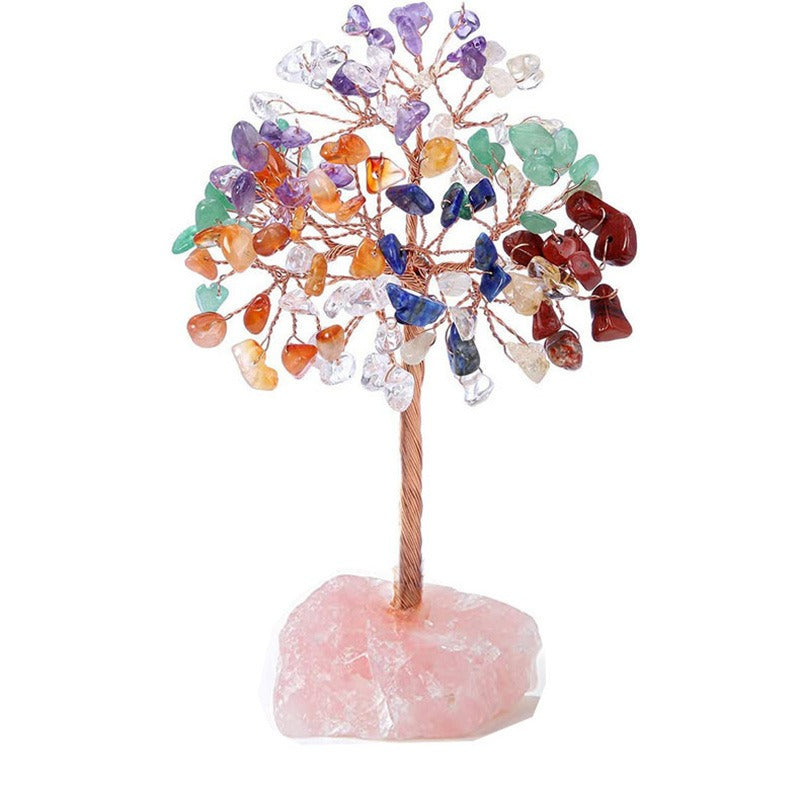 Crystal Tree Ornament with Natural Fluorite Stone Base