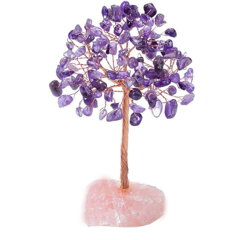 Crystal Tree Ornament with Natural Fluorite Stone Base