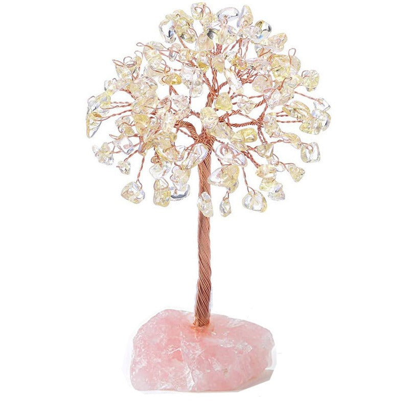 Crystal Tree Ornament with Natural Fluorite Stone Base