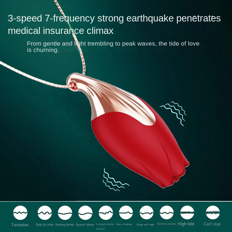 Rose Vibrator Necklace With 3-Speed Waterproof Design