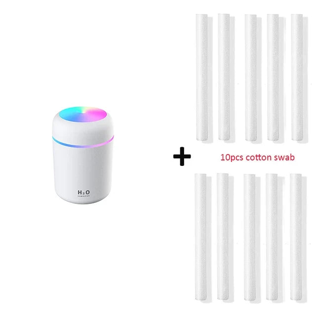 Portable USB Humidifier with Romantic Color Light, 300ml