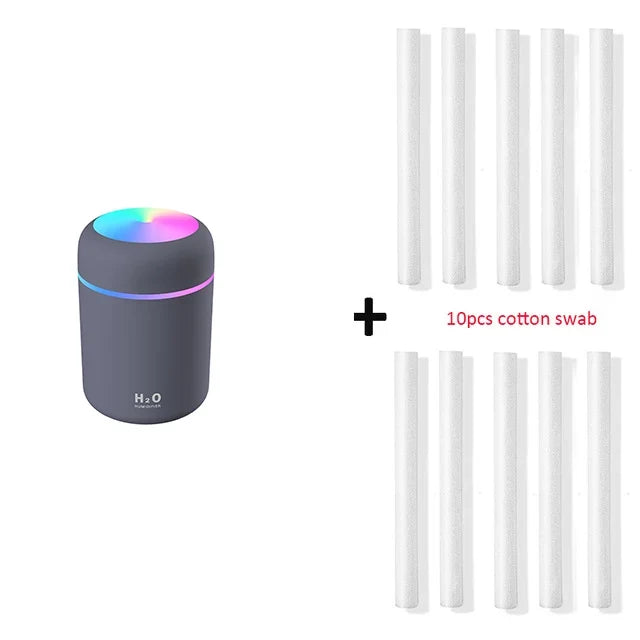 Portable USB Humidifier with Romantic Color Light, 300ml