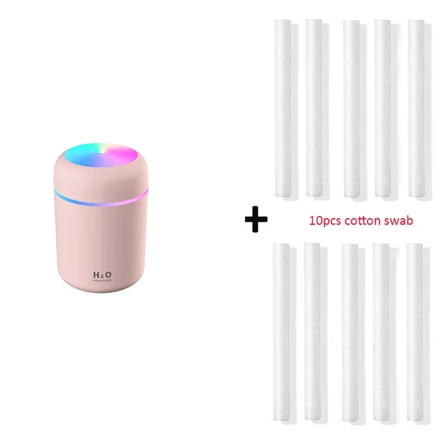 Portable USB Humidifier with Romantic Color Light, 300ml