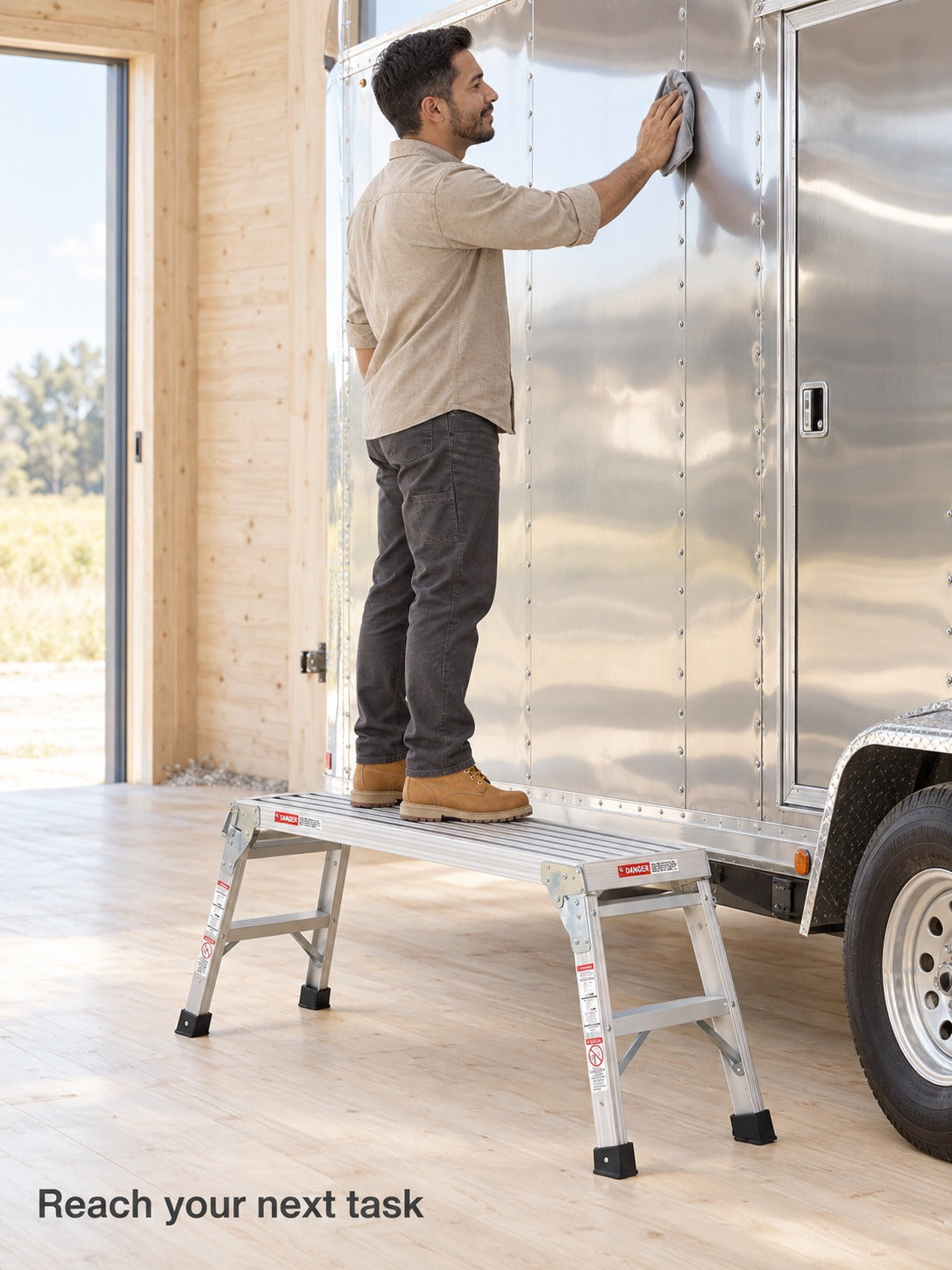 Portable Aluminum Folding Work Platform, 225 lb Rated