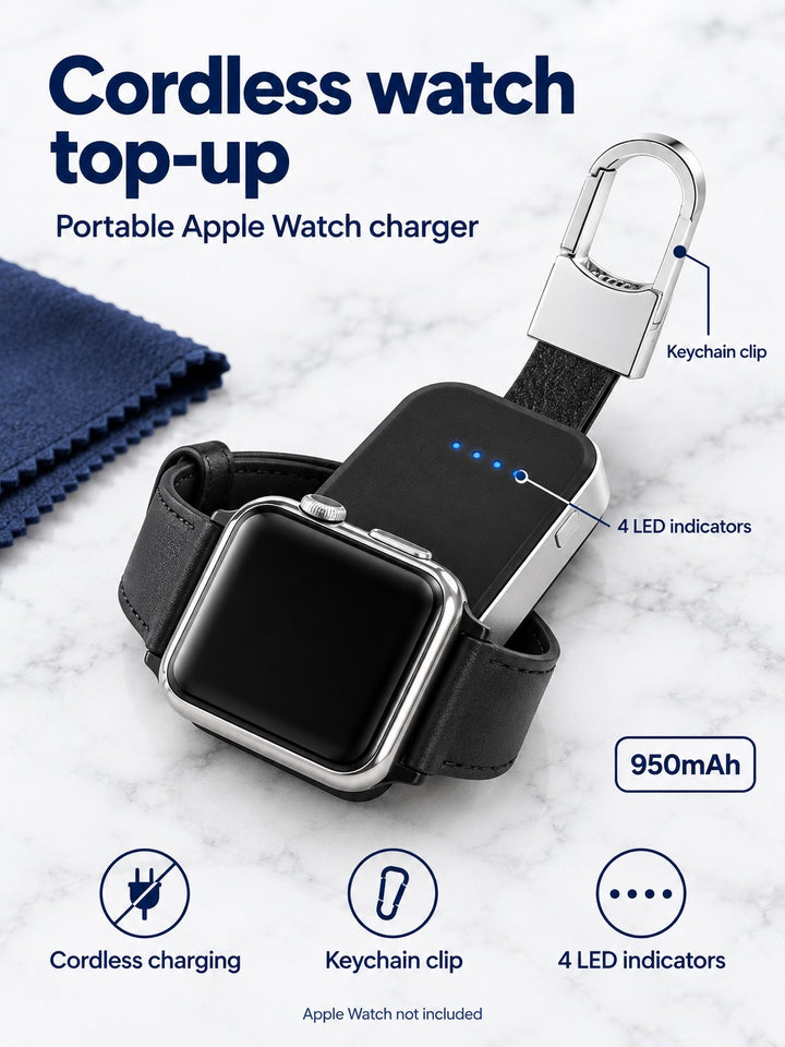 Portable Apple Watch Charger 950mAh Cordless Power Bank