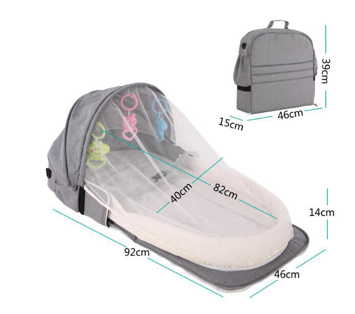 Portable Baby Travel Bed With Sun & Mosquito Net