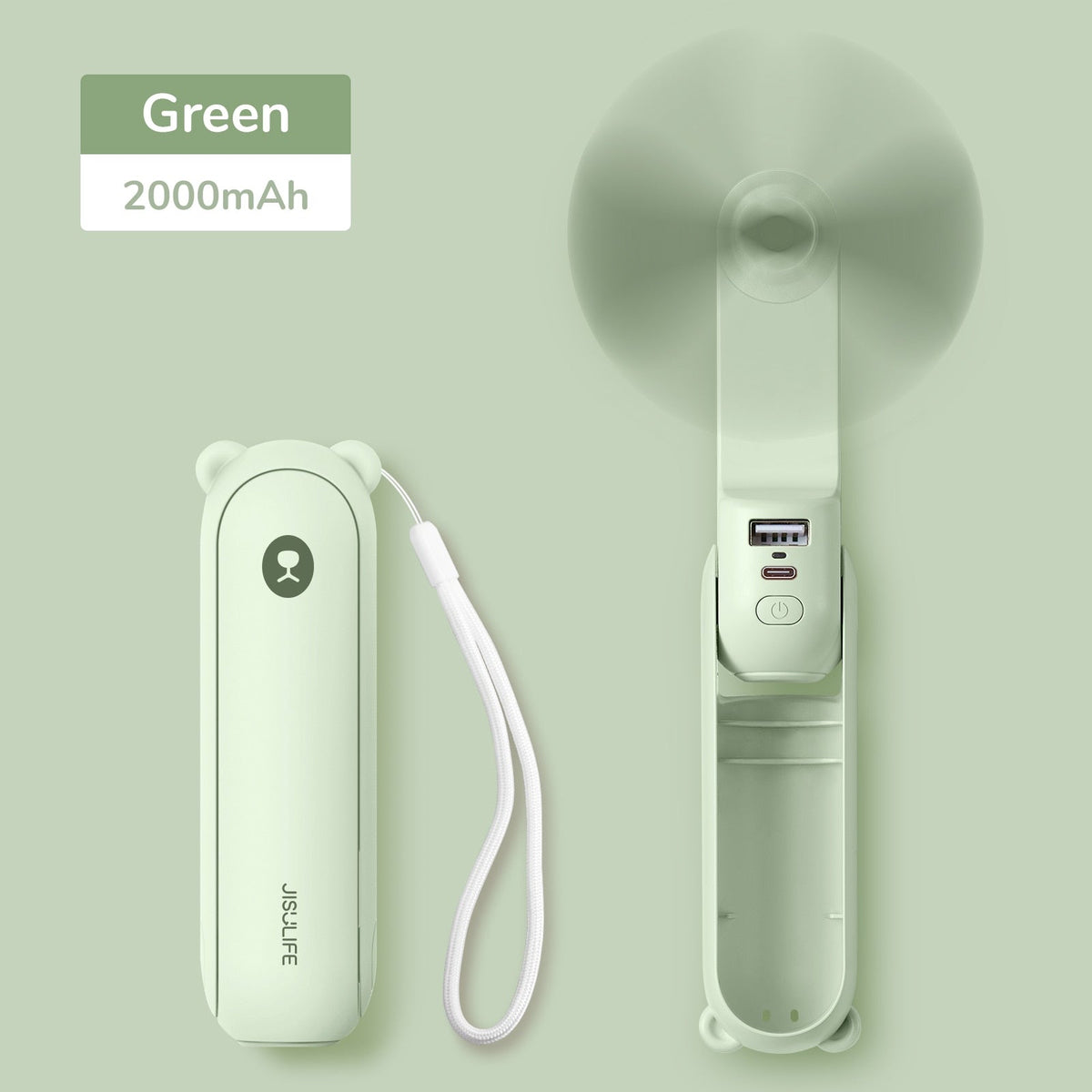 Portable Handheld Fan with Power Bank and Night Light