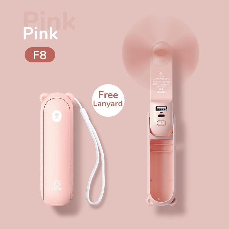 Portable Handheld Fan with Power Bank and Night Light