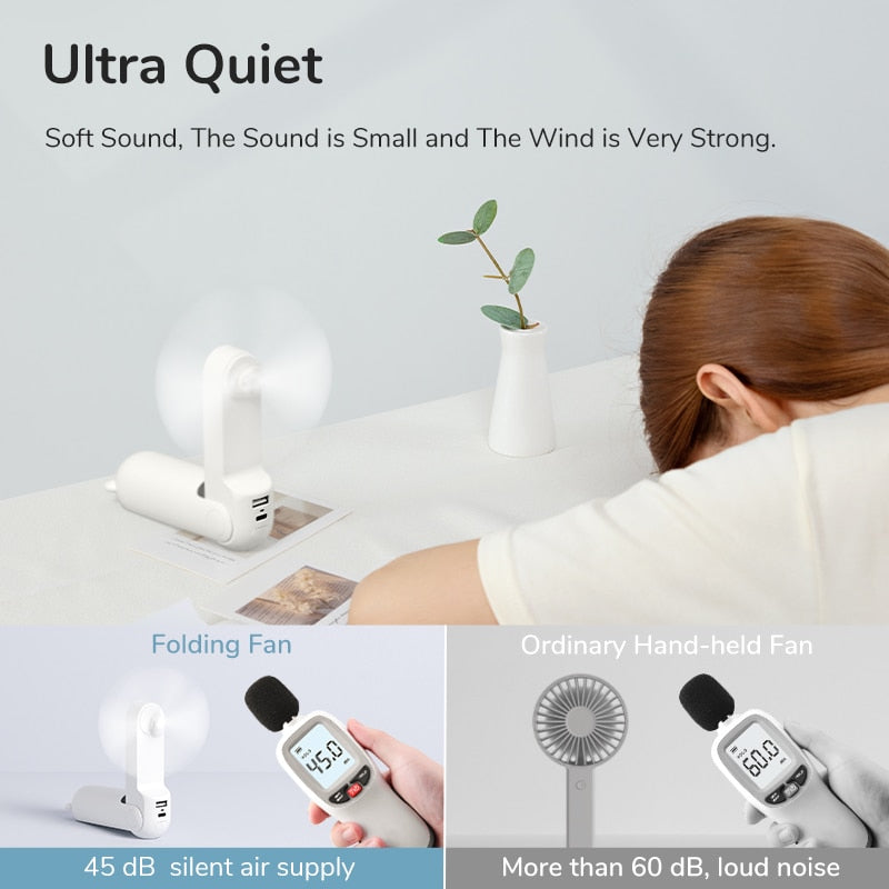 Portable Handheld Fan with Power Bank and Night Light