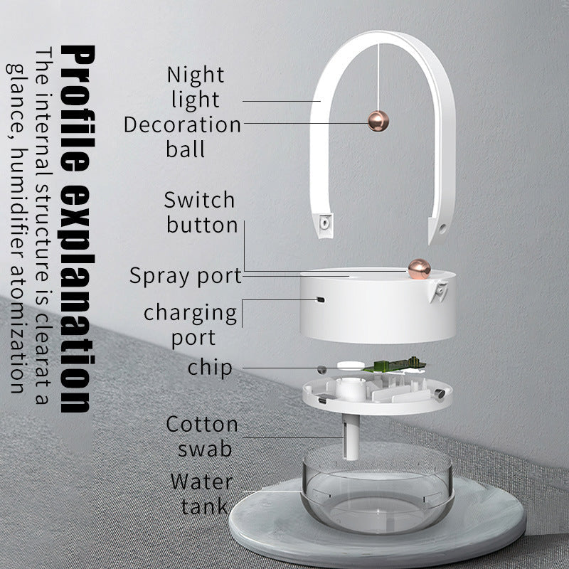 Desktop Humidifier Night Light with Floating Magnetic Balls