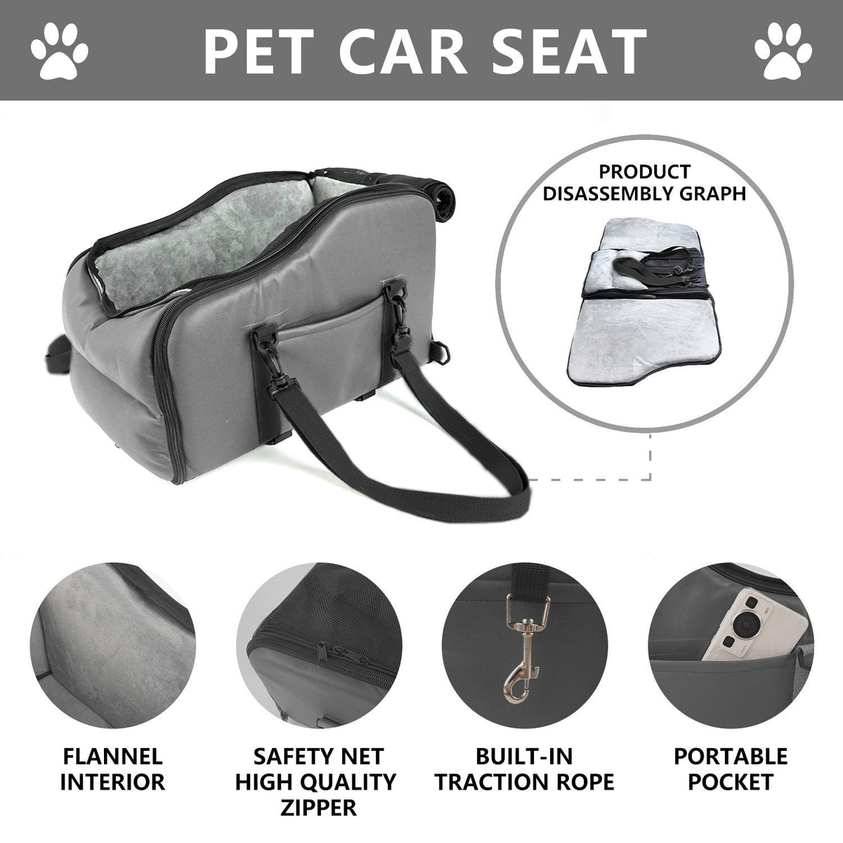 Portable Pet Car Seat for Safer, Comfier Small-Pet Rides