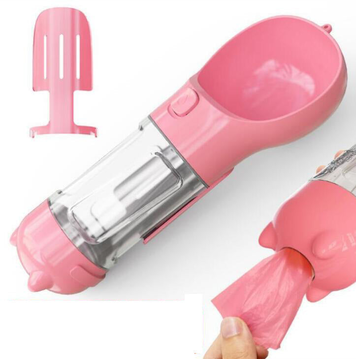 Portable Pet Water Bottle With Food & Waste Cleanup