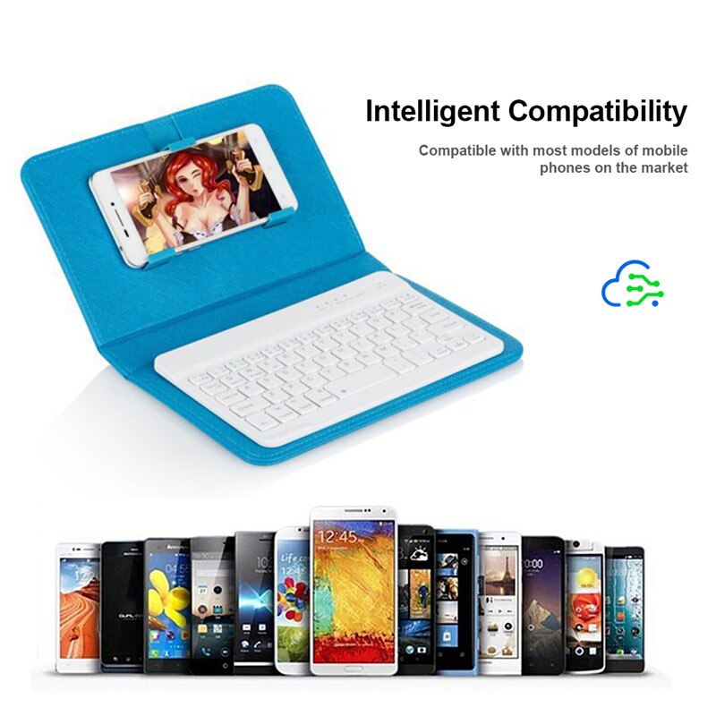 Bluetooth Keyboard Phone Case with PU Leather Folio