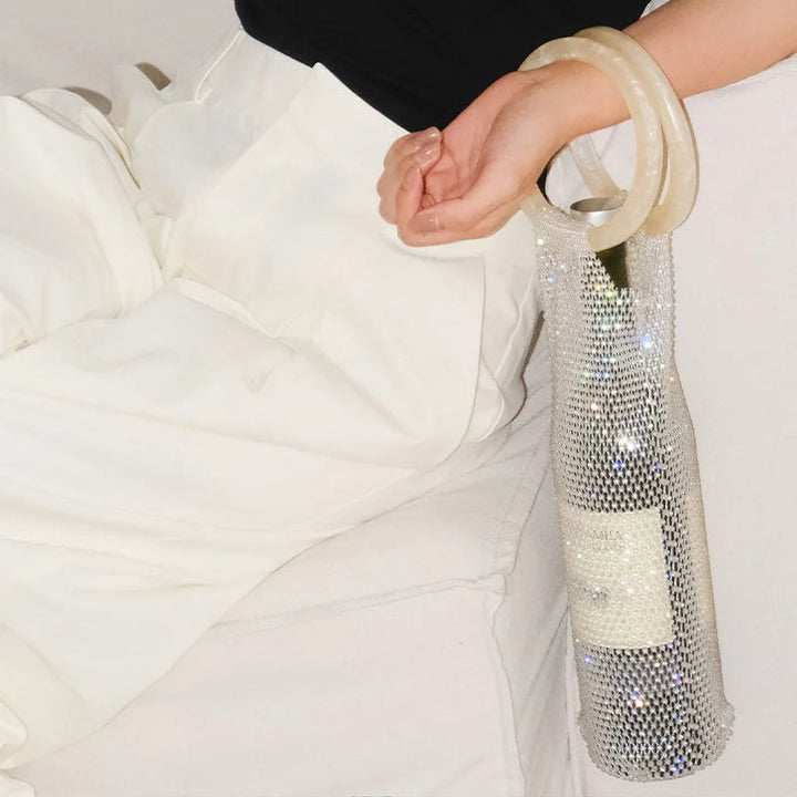 Crystal Mesh Wine Bottle Bag for Parties and Gifts