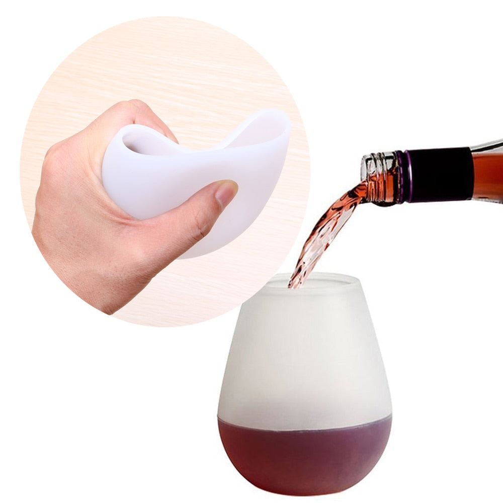 Unbreakable Silicone Wine Cup, Foldable for Travel