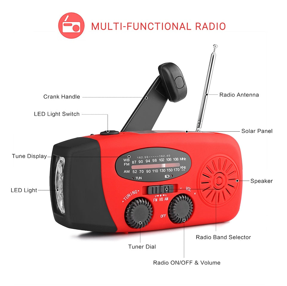 Hand Crank Solar Emergency Radio with Phone Charger