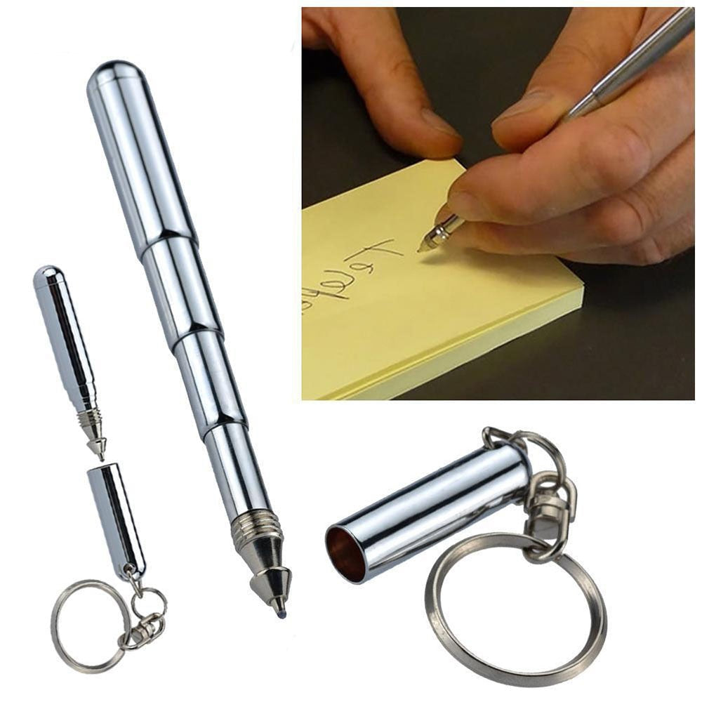 Stainless Steel Keychain Pen with Telescoping Barrel