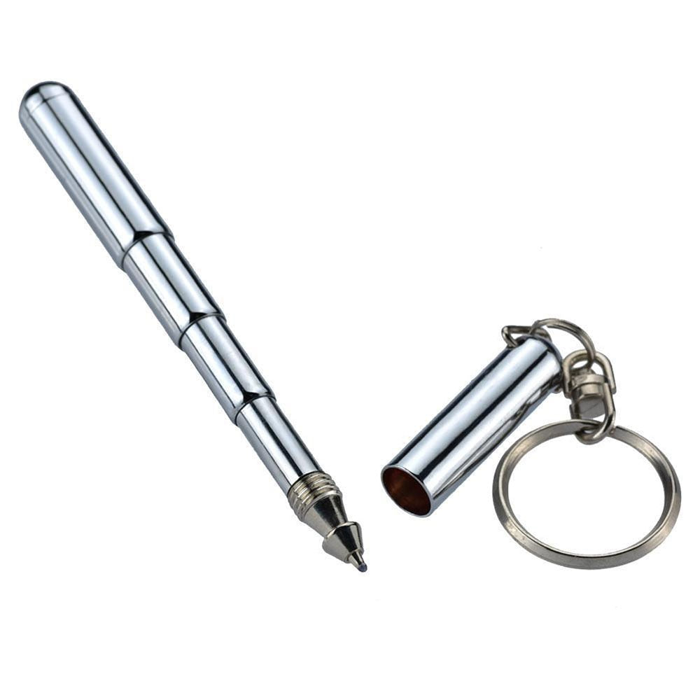 Stainless Steel Keychain Pen with Telescoping Barrel