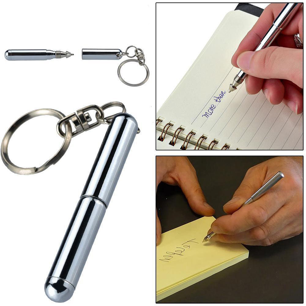 Stainless Steel Keychain Pen with Telescoping Barrel