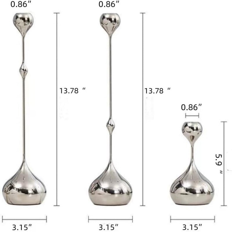 Silver Metal Candelabra Set, Sculptural Table Centerpiece