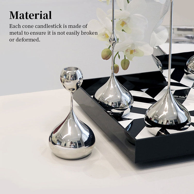 Silver Metal Candelabra Set, Sculptural Table Centerpiece
