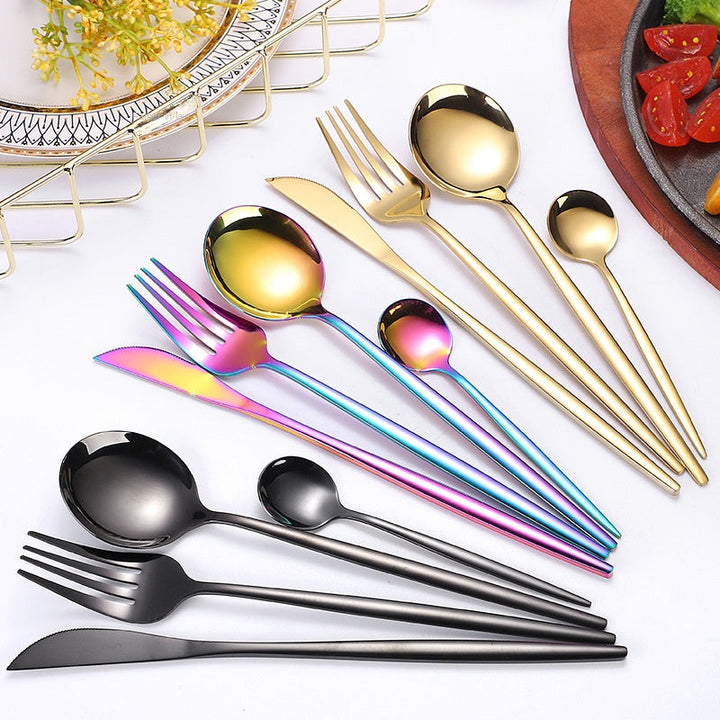 Stainless Steel Flatware Set 4-Piece Gold Mirror Finish