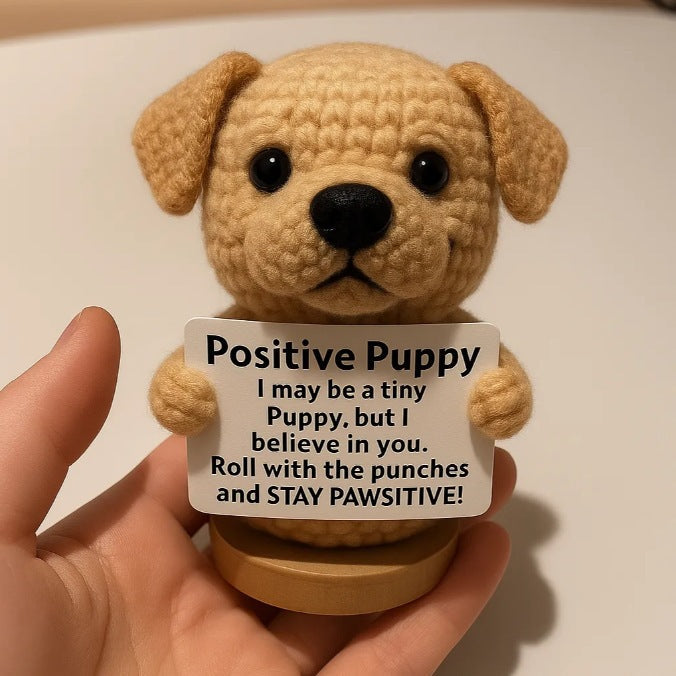 Positive Crochet Puppy Figurine for Daily Positivity