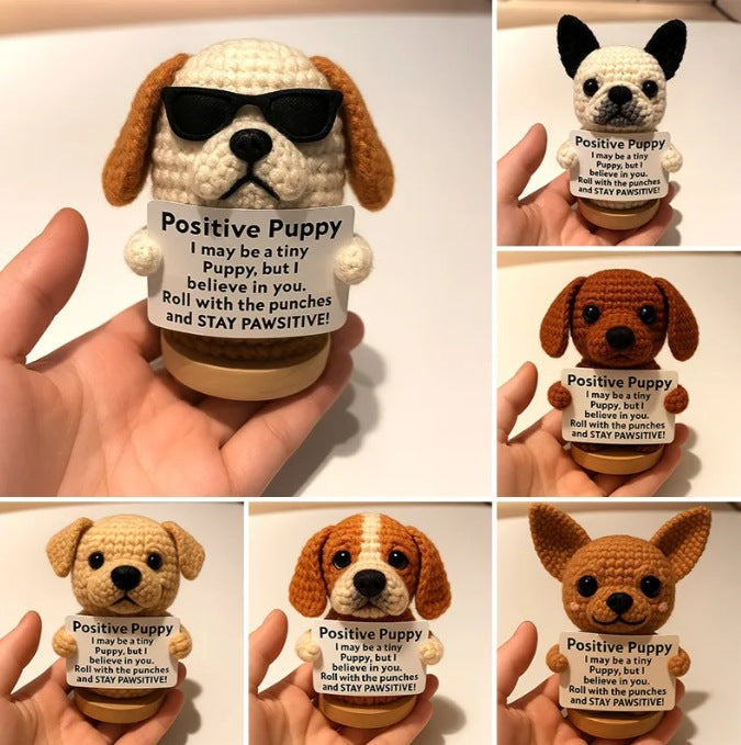 Positive Crochet Puppy Figurine for Daily Positivity