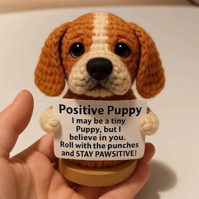 Positive Crochet Puppy Figurine for Daily Positivity