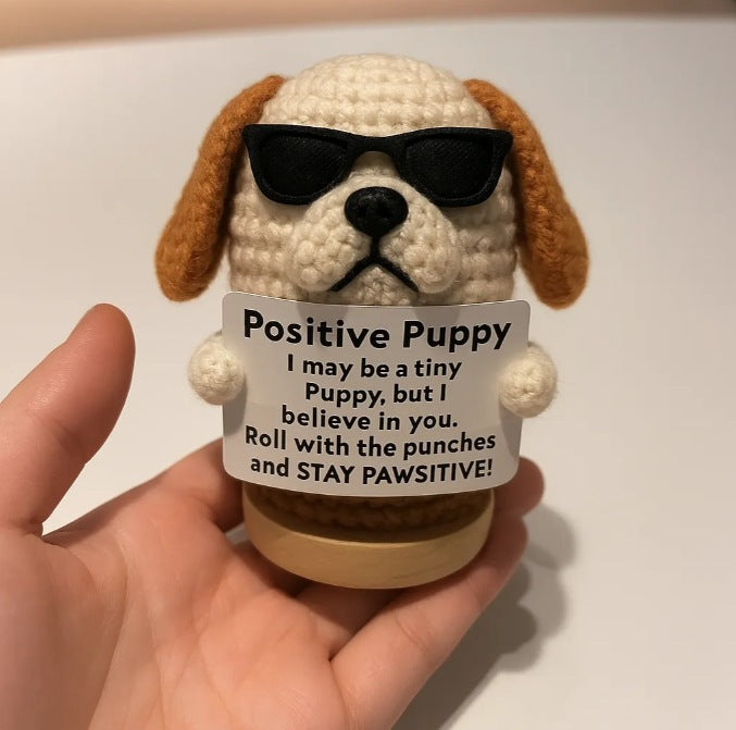 Positive Crochet Puppy Figurine for Daily Positivity