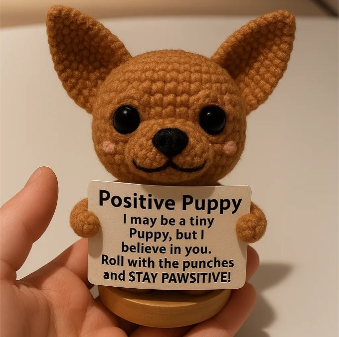 Positive Crochet Puppy Figurine for Daily Positivity